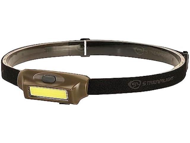 Streamlight 61707 Bandit 180-Lumen Rechargeable Headlamp with White and Green LEDs and USB Cord, Hat Clip & Elastic Headstrap, Coyote