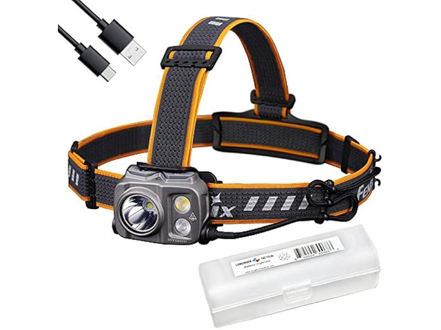 Fenix HP25R v2.0 Headlamp, 1600 Lumen Spotlight, 400 lumens Floodlight and Red Light, USB-C Rechargeable with LumenTac Organizer