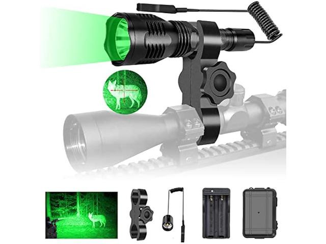 WINDFIRE WF802 Waterproof 350 Lumens 250 Yards Green LED Coyote Hog Fox Predator Varmint Hunting Light Kit with Remote Pressure Switch & Scope/Bike...