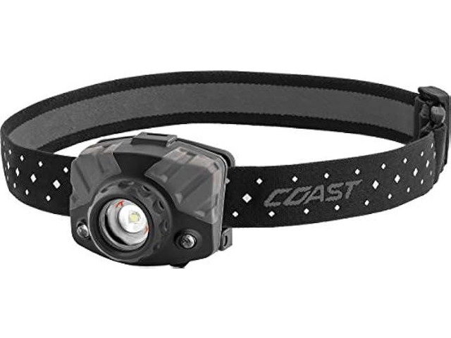Coast FL68 415 Lumen Tri-Color (White/Green/Red) LED Headlamp, Batteries and Hard Hat Clips Included