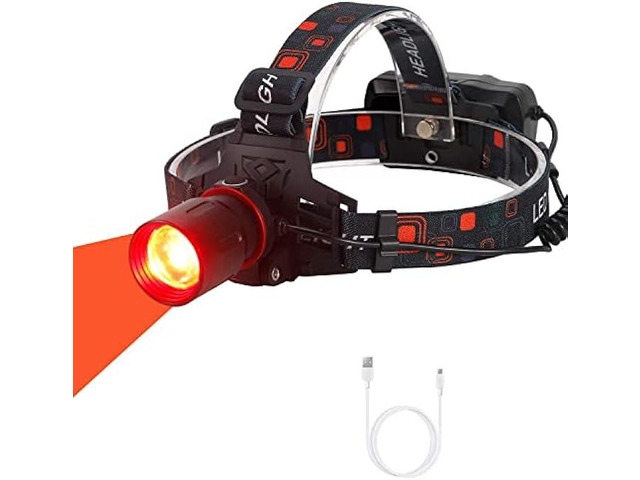 WINDFIRE New Brightest Red Light Hunting Headlamp Zoomable 3 Modes Night Hunting Light Rechargeable Waterproof Headlight for Coyote Hog Varmint...