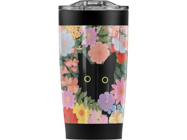 Logovision Black Cat In Flowers Stainless Steel Tumbler 20 oz Coffee Travel Mug/Cup, Vacuum Insulated & Double Wall with Leakproof Sliding Lid .