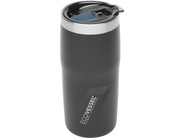 EcoVessel METRO TriMax Vacuum Insulated Stainless Steel Tumbler Cup, Coffee Mug with Slider Lid - 16 oz (Black Shadow)