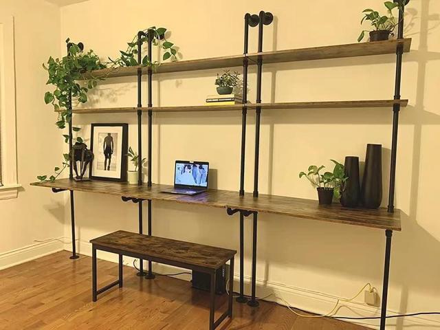 ZIOTHUM Wall Mount Desk, Ladder Desk, Shelf Desk, Industrial Desk, Wall Table, Computer Laptop Desk with Shelves, Industrial Bookcase Desk Wall...