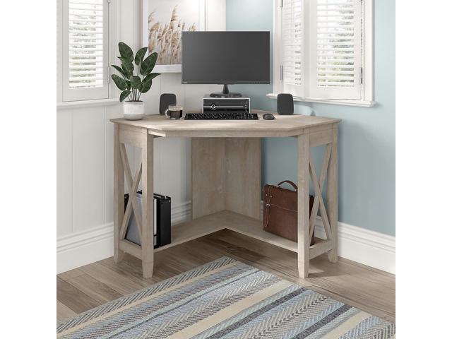 Bush Furniture Key West Small Corner Desk, Washed Gray
