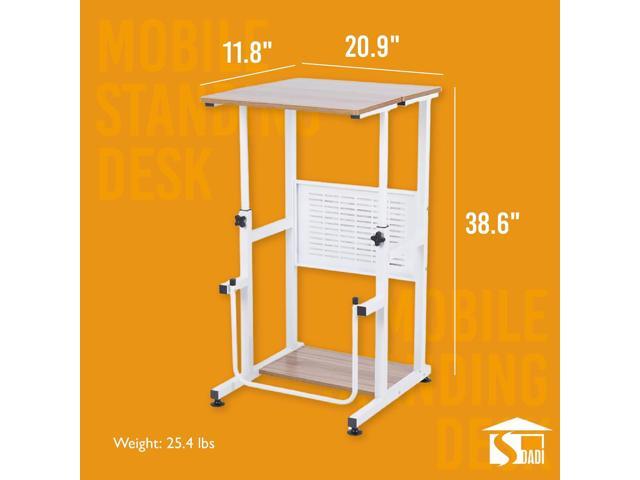 SDADI Adjustable Height Standing Desk Student Desk with Swinging Footrest Optional for Standing and Seating 2 Modes, Light Grain L1010WFLT