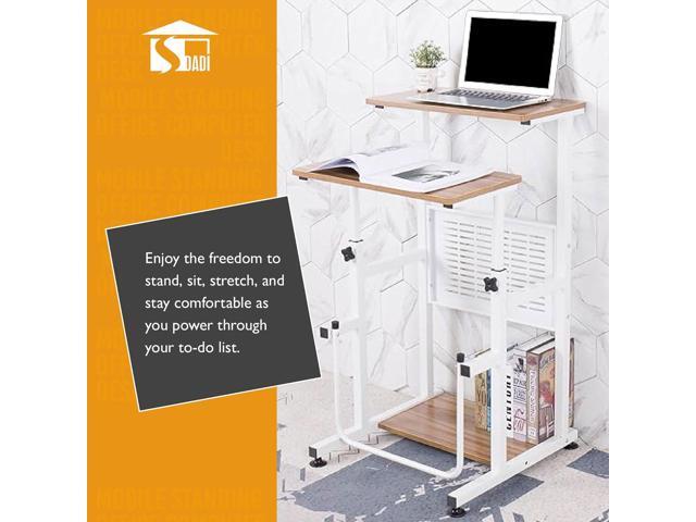 SDADI Adjustable-Height Standing Desk, 2-Mode Modern Standing and Sitting Desk, Light Grain