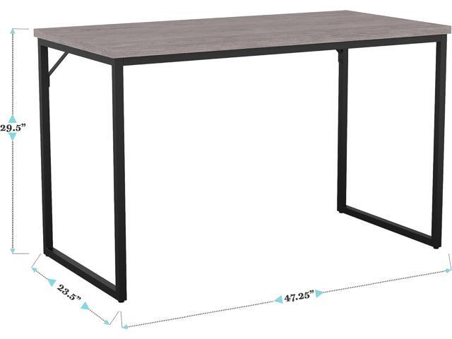 Martha Stewart Noah Home Office Parsons Desk in Gray Wood Grain with Oil Rubbed Bronze Metal Frame