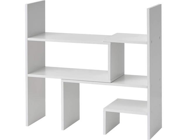 Yak About It Compact Adjustable Dorm Desk Bookshelf - White