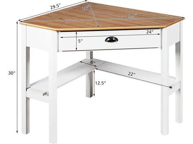 LDAILY Corner Desk for Small Space, Compact Writing Table with Drawer and Shelves, Space Saving Study Modern Workstation, Laptop Corner Computer...