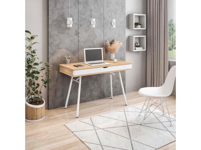 Techni Mobili Modern Multi Computer Desk with Storage, 30' x 21.7' x 45.3', Pine