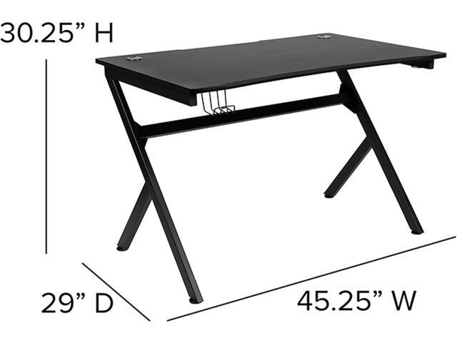 Flash Furniture Duncan Gaming Desk 45.25' x 29' Computer Table Gamer Workstation with Headphone Holder and 2 Cable Management Holes, Set of 1,Black