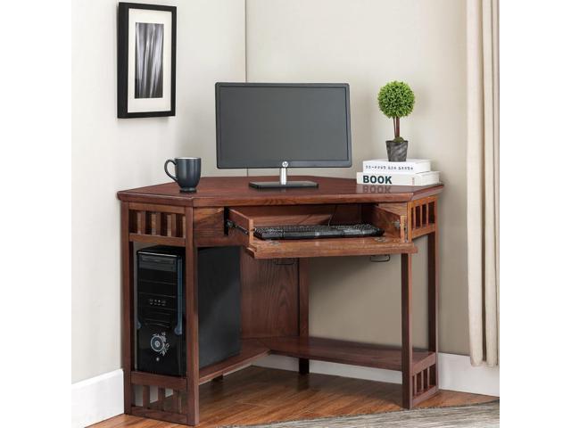 Leick Home Riley Holliday Computer Desk with Dropfront Keyboard Drawer, Chocolate Oak