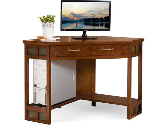 Leick Home Riley Holliday Computer Desk with Dropfront Keyboard Drawer, Chocolate Oak