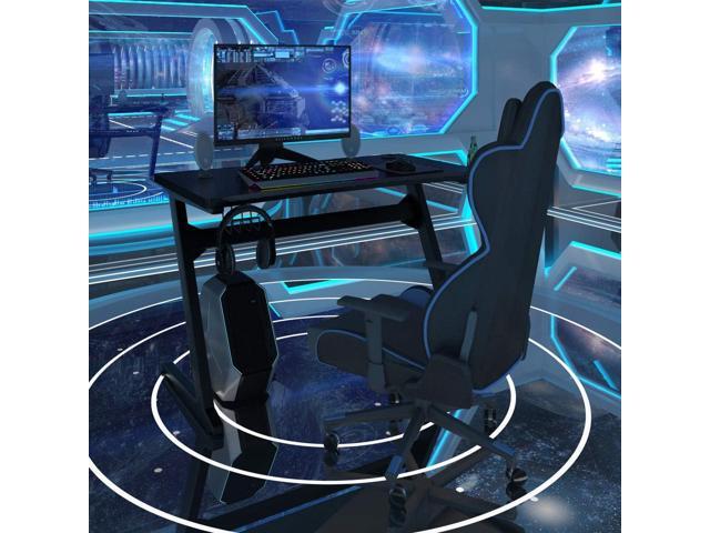 Tangkula Gaming Desk, Z Shaped Ergonomic Gaming Computer Desk, E-Sports Game Desk with Cup & Headphone Holder and Mouse Pad, Gamer Workstation,...