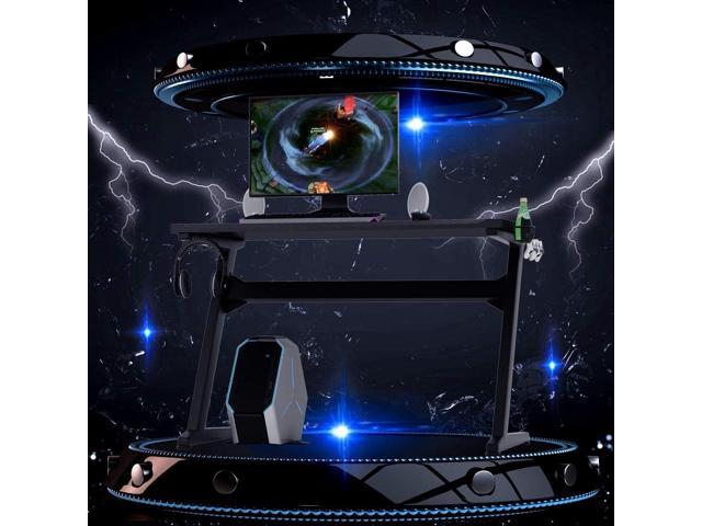 Tangkula Gaming Desk, Z Shaped Ergonomic Gaming Computer Desk, E-Sports Game Desk with Cup & Headphone Holder and Mouse Pad, Gamer Workstation,...