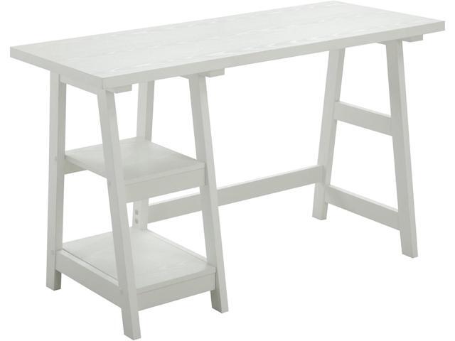 Convenience Concepts Designs2Go Trestle Desk with Shelves, White