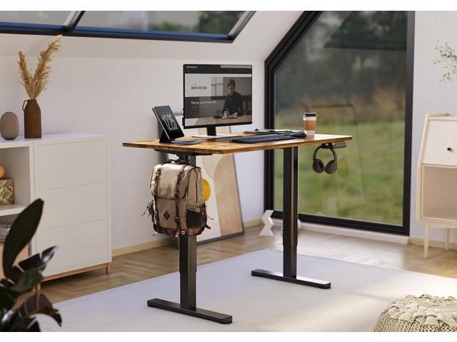Claiks Electric Standing Desk, Adjustable Height Stand up Desk, 48x24 Inches Sit Stand Home Office Desk with Splice Board, Black Frame/Rustic Brown...