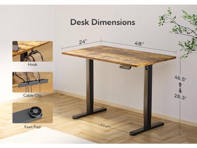 Claiks Electric Standing Desk, Adjustable Height Stand up Desk, 48x24 Inches Sit Stand Home Office Desk with Splice Board, Black Frame/Rustic Brown...