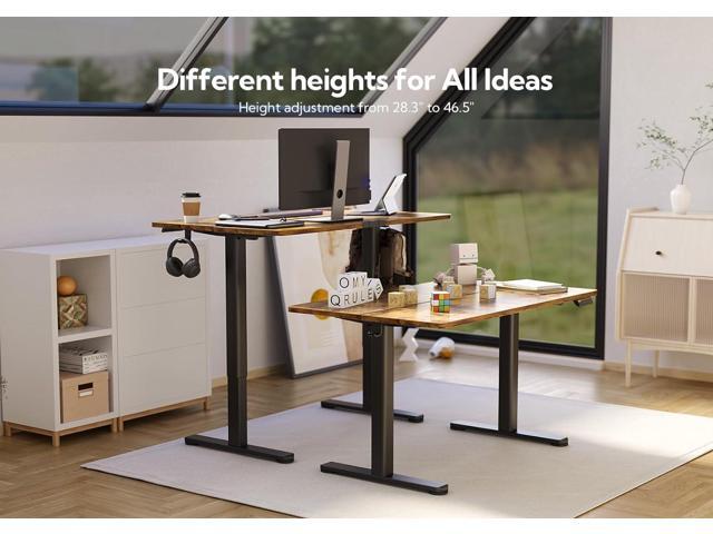 Claiks Electric Standing Desk, Adjustable Height Stand up Desk, 48x24 Inches Sit Stand Home Office Desk with Splice Board, Black Frame/Rustic Brown...