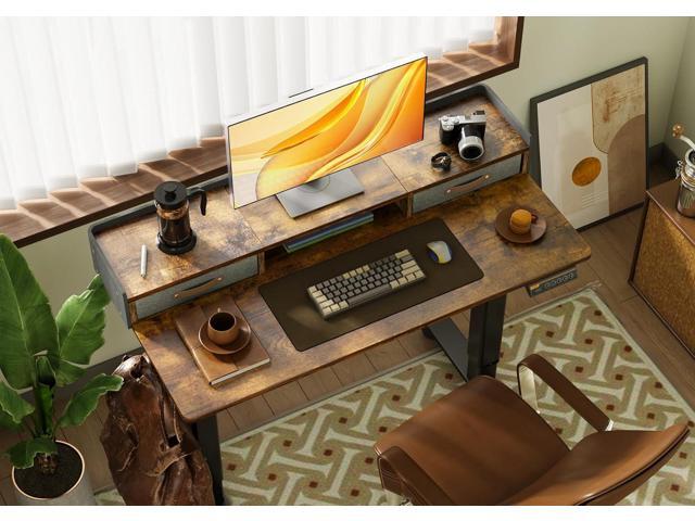 Claiks Standing Desk with Drawers, Stand Up Electric Standing Desk Adjustable Height, Sit Stand Desk with Storage Shelf and Splice Board, 48 Inch,...