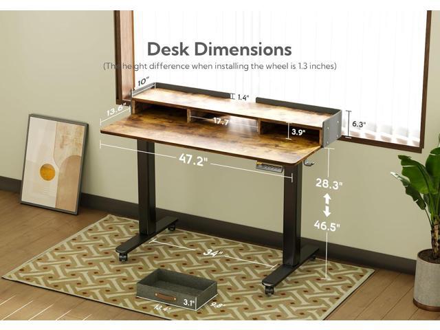 Claiks Standing Desk with Drawers, Stand Up Electric Standing Desk Adjustable Height, Sit Stand Desk with Storage Shelf and Splice Board, 48 Inch,...