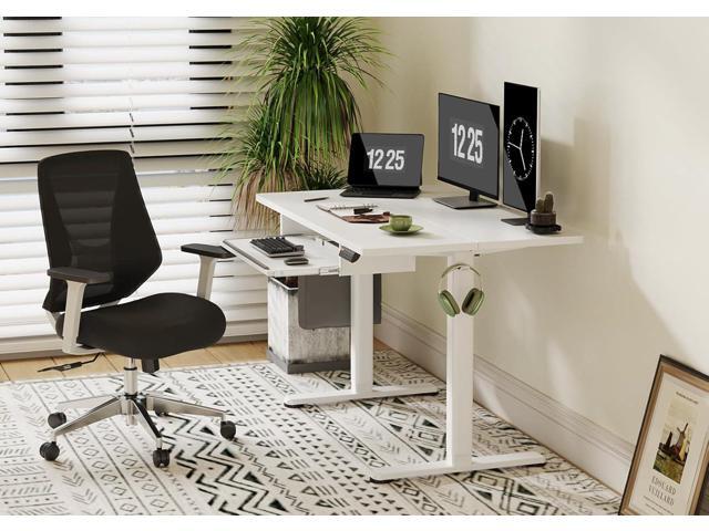 Claiks Standing Desk with Keyboard Tray, Electric Standing Desk Adjustable Height, 48x24 Inches Sit Stand up Desk with Splice Board, Raising Desk...
