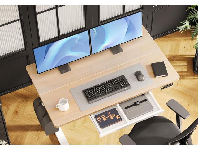 Claiks Standing Desk with Drawers, Stand Up Electric Standing Desk Adjustable Height, Sit Stand Desk Computer Workstation, 48 Inch, Natural