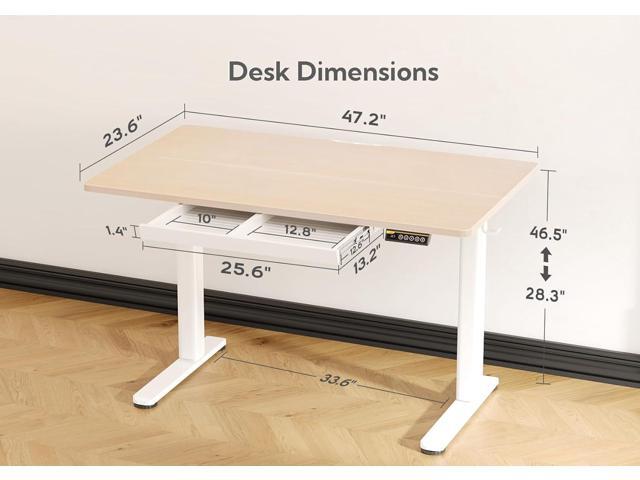 Claiks Standing Desk with Drawers, Stand Up Electric Standing Desk Adjustable Height, Sit Stand Desk Computer Workstation, 48 Inch, Natural