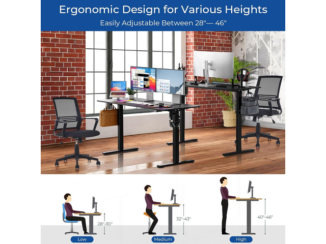 Our Modern Space Height Adjustable 48' Electric Standing Desk - Upgraded Ultra Durable Home Office Large Rectangular Computer or Laptop Sit Stand...