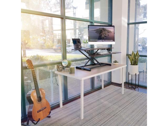 Mount-It! Height Adjustable Stand Up Desk Converter, 38 Wide Tabletop Standing Desk Riser with Gas Spring Desktop Standing Desk with Keyboard Tray...