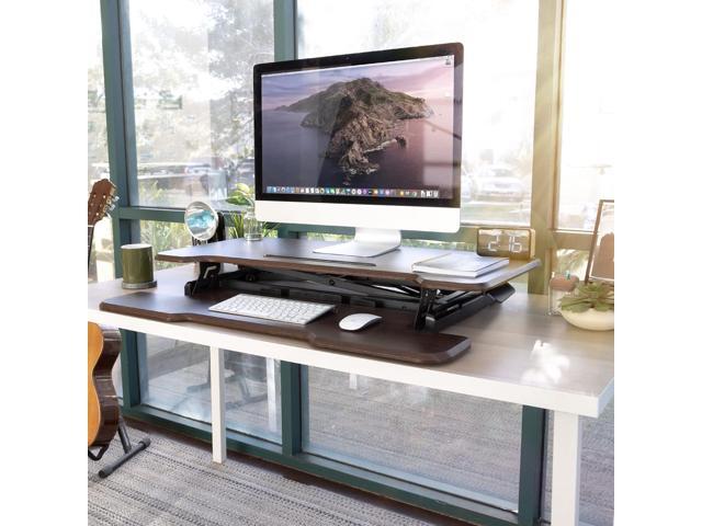 Mount-It! Height Adjustable Stand Up Desk Converter, 38 Wide Tabletop Standing Desk Riser with Gas Spring Desktop Standing Desk with Keyboard Tray...
