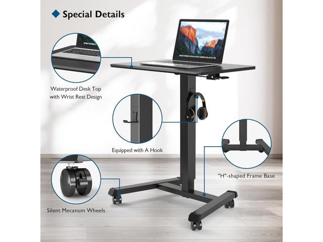 BONTEC 25.6 x 17.7 Inch Mobile Stand Up Desk, Podium, Rolling Standing Desk Up to 33LBS with Wheels and Stoppers, Laptop Standing Desk Height...