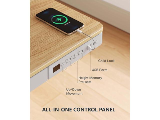 FLEXISPOT Comhar Electric Standing Desk with Drawers Charging USB Port, Height Adjustable 48' Whole-Piece Quick Install Home Office Computer Laptop...