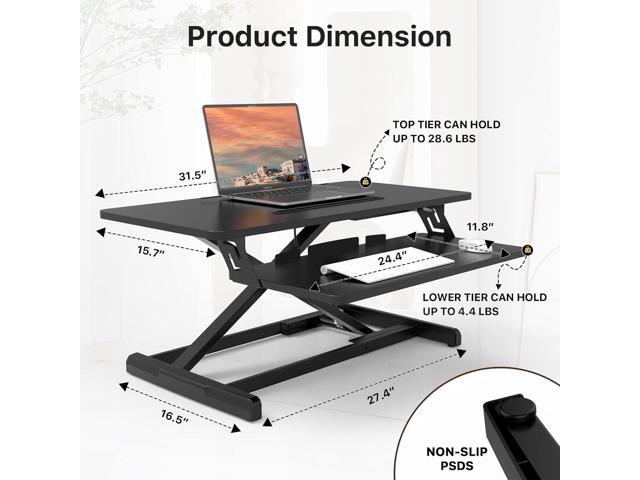 JOY worker Standing Desk Converter, 32' Wide Height Adjustable Sit Stand Up Desk Riser with Keyboard Tray, Desktop Workstation Riser for Home...