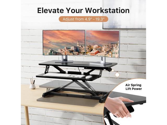 JOY worker Standing Desk Converter, 32' Wide Height Adjustable Sit Stand Up Desk Riser with Keyboard Tray, Desktop Workstation Riser for Home...