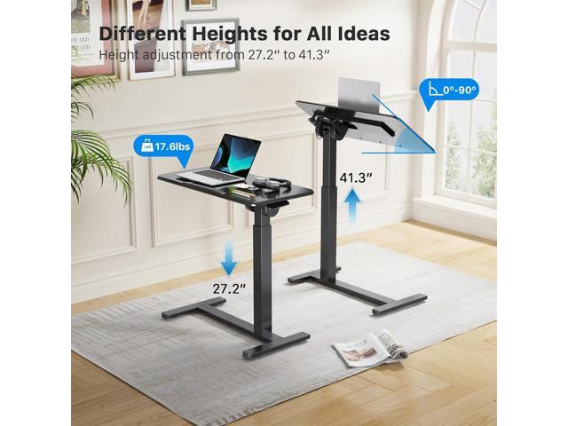 JOYSEEKER Mobile Standing Desk, Height Adjustable Rolling Laptop Desk, 90° Tiltable Overbed Bedside Table, Portable Computer Desk with Wheels,...