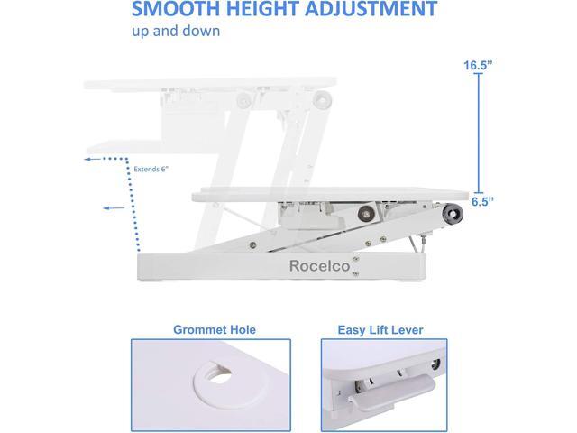 Rocelco 37.5' Deluxe Height Adjustable Standing Desk Converter - Quick Sit Stand Up Dual Monitor Riser - Gas Spring Assist Computer Workstation -...