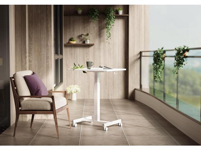 Claiks Mobile Standing Desk, Small Rolling Standing Desk, Mobile Desk Workstation with Wheels, Pneumatic Mobile Laptop Desk for Home Office with...