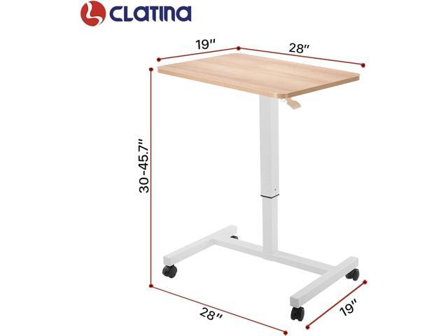 CLATINA Mobile Laptop Desk Pneumatic Sit to Stand Table Height Adjustable Rolling Cart with Lockable Wheels for Home Office Computer Workstation...