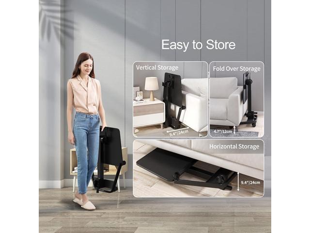 JYLH JOYSEEKER Foldable Mobile Standing Desk, Pneumatic Height Adjustable Rolling Sit Stand Desk, 90° Tiltable Portable Laptop Desk on Wheels,...