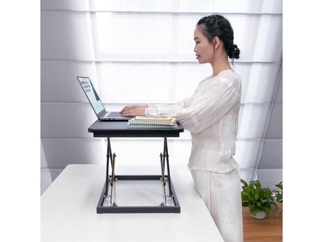 STANDNEE Standing Desk Converter Height Adjustable Stand Up Desk Riser - Supports 300 lbs, Fully Assembled Monitor/Laptop Riser Workstation, Black.