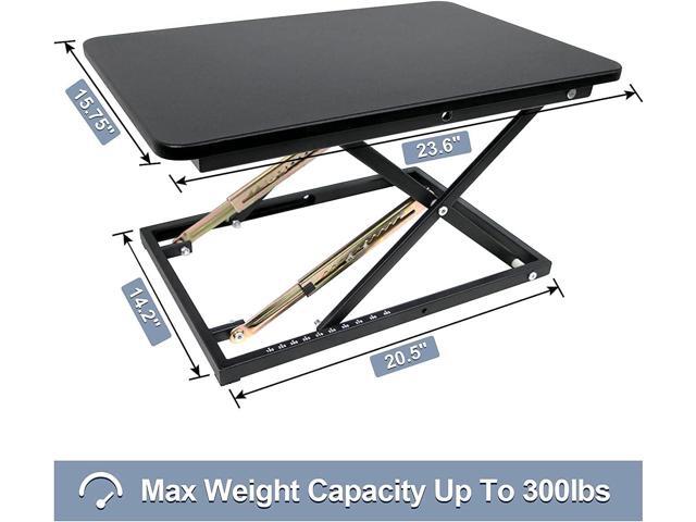 STANDNEE Standing Desk Converter Height Adjustable Stand Up Desk Riser - Supports 300 lbs, Fully Assembled Monitor/Laptop Riser Workstation, Black.