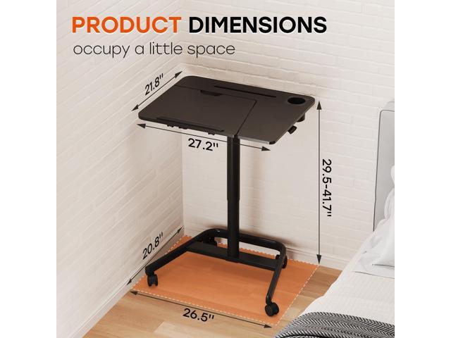 JOY worker Mobile Standing Desk, Height Adjustable Table, 60° Tiltable Rolling Laptop Desk, Portable Sit Stand Desk with Wheels Cup Holder for Bed...