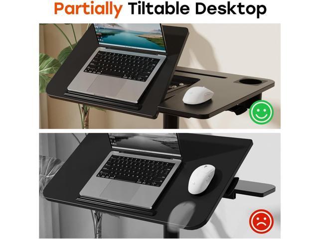 JOY worker Mobile Standing Desk, Height Adjustable Table, 60° Tiltable Rolling Laptop Desk, Portable Sit Stand Desk with Wheels Cup Holder for Bed...