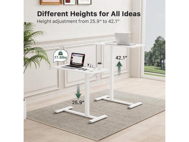 Gibbon Mounts Mobile Standing Desk, Pneumatic Adjustable Rolling Desk(3.5ft), Portable Laptop Desk with Wheels, Overbed Bedside Table Laptop Table...
