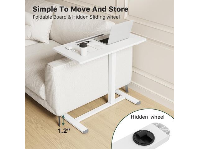 Gibbon Mounts Mobile Standing Desk, Pneumatic Adjustable Rolling Desk(3.5ft), Portable Laptop Desk with Wheels, Overbed Bedside Table Laptop Table...