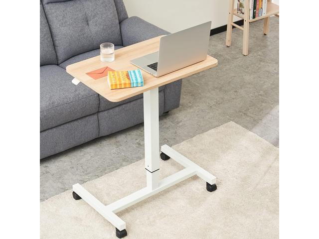 CLATINA Mobile Laptop Desk Pneumatic Sit to Stand Table Height Adjustable Rolling Cart with Lockable Wheels for Home Office Computer Workstation...