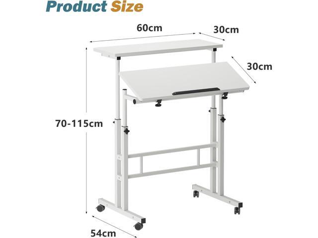 sogesfurniture Mobile Stand Up Desk, Adjustable Laptop Desk with Wheels Home Office Workstation, Rolling Table Laptop Cart for Standing or Sitting,...