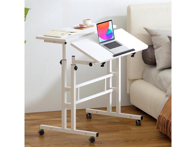 sogesfurniture Mobile Stand Up Desk, Adjustable Laptop Desk with Wheels Home Office Workstation, Rolling Table Laptop Cart for Standing or Sitting,...